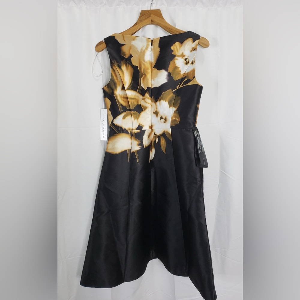 NWT Kay Unger Black Gold Reyna Sleeveless Cocktail Fit Flare Dress 4 6 Small - Picture 8 of 15